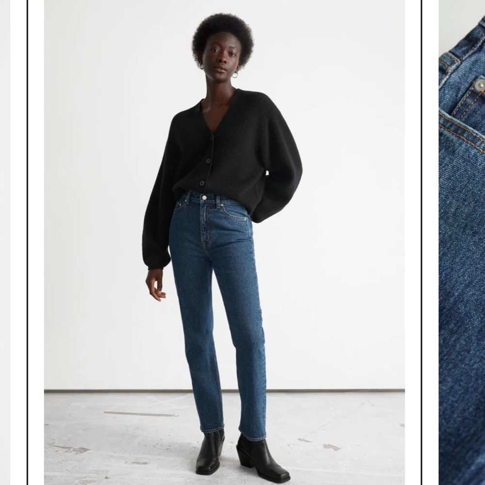 & Other Stories High-Rise Straight Jeans in Dark Blue